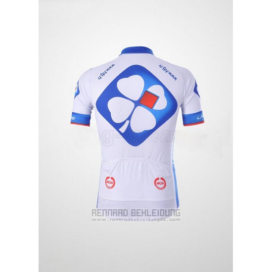 2010 Fahrradbekleidung FDJ Wei und Azurblau Trikot Kurzarm und Tragerhose